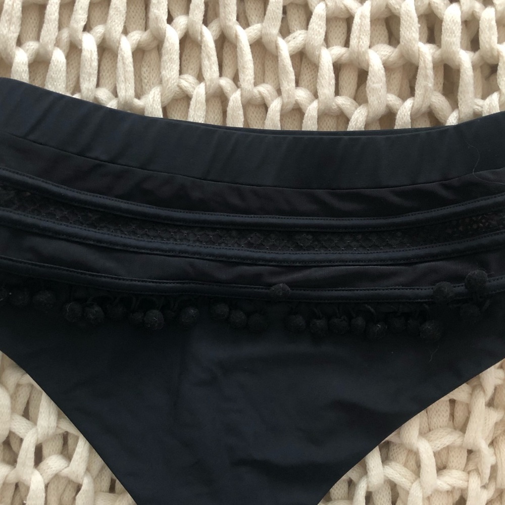 Tularosa Black High-Waist Pom Pom Mesh Bikini Bottom - Picture 5 of 5